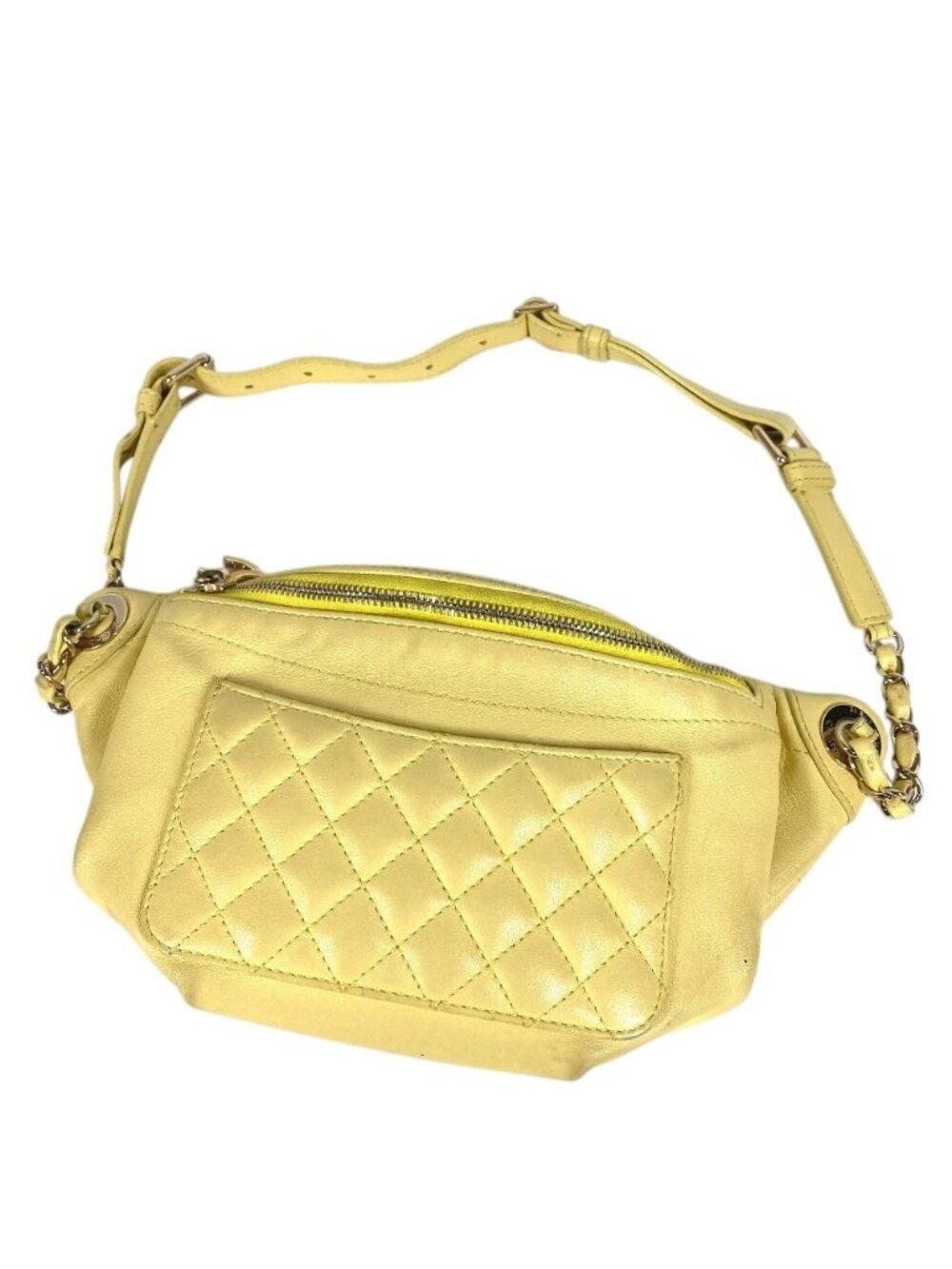 Chanel Belt Bag CC Logo Leather Yellow